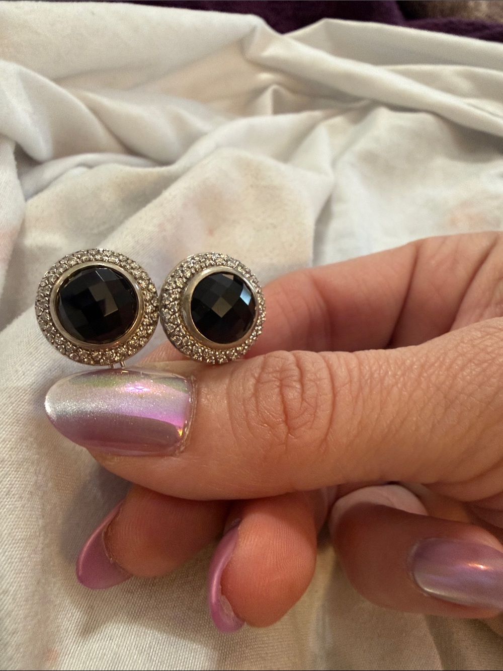 David Yurman Black Onyx Halo Stud Earrings